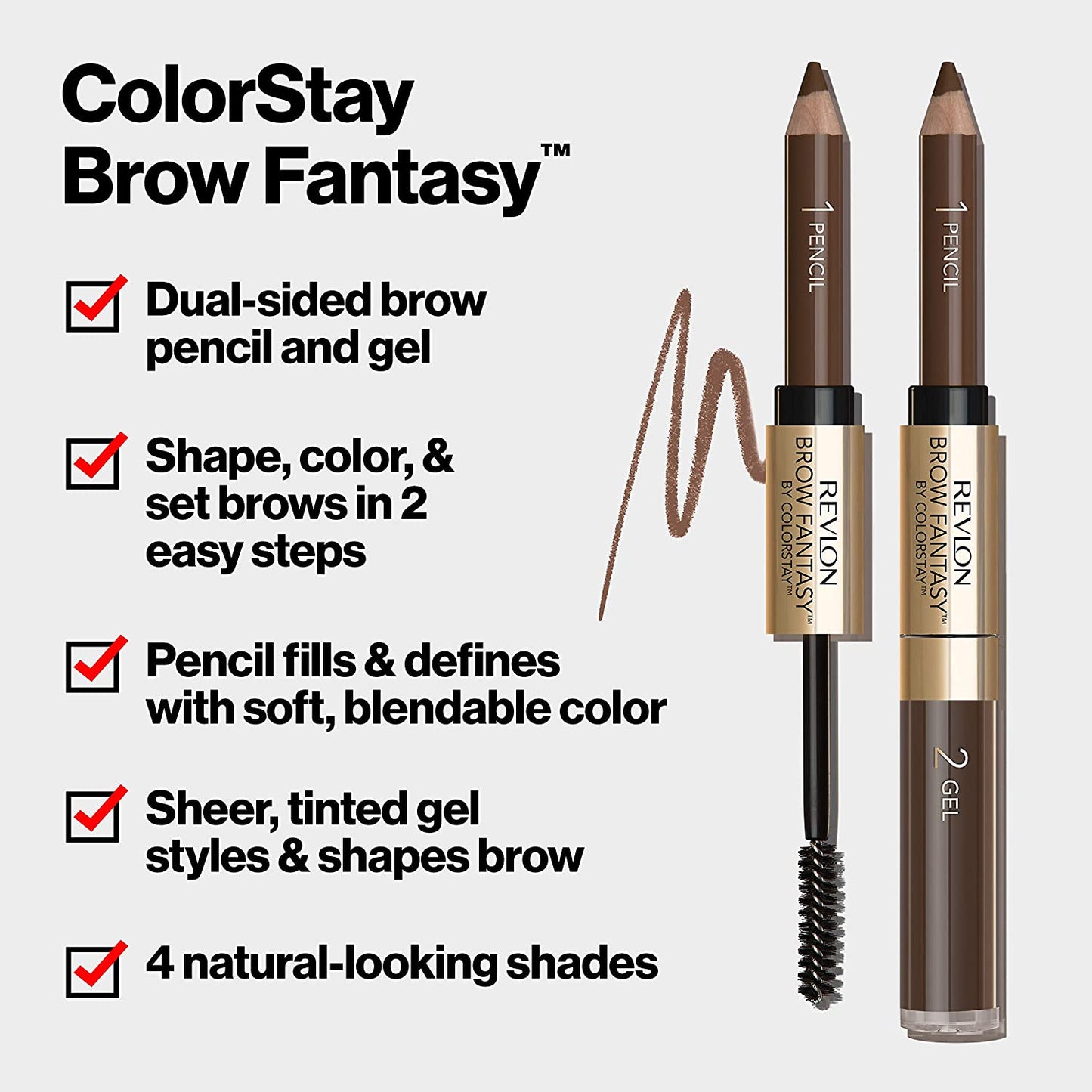 REVLON BROW FANTASY BY COLORSTAY - LIGHT BROWN (108) - LÁPIZ PARA CEJAS 2 EN 1